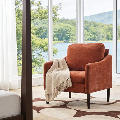 2PCS Mid Century Modern Accent Chair, Chenille Fabric Armchair - Image 7