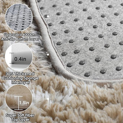 8x10 Area Rugs for Living Room, Fluffy Beige and White Modern Bedroom Rug | - Image 3