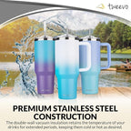 40 oz Tumbler With Handle and Straw Made of Stainless Steel - Double Wall Vacuum Insulated Tumbler With Lid - Sweat Proof Easy Grip, BPA-Free, Dishwasher Safe Tumbler (Gradient Purple)
