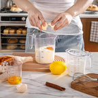 DaYammi Measuring Cups 5-Piece, Unbreakable Food-Grade Plastic Measuring Cup for Dishwasher, 1/2/4/8/16-Cup Nesting Liquid Measuring Cups for Prepping, Baking, Cooking, Readable Markings, Clear
