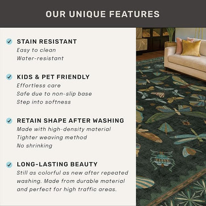 Dark Green 2'6"x12' Long Runner Rugs - Image 7