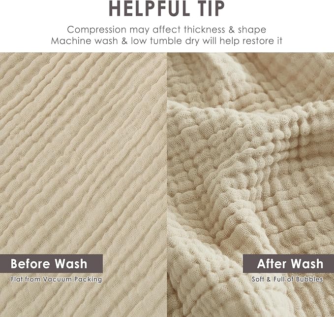 EMME Muslin Blankets for Adults Throw Blanket for Couch Breathable Gauze Soft - Image 7