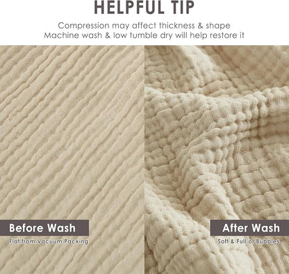 EMME Muslin Blankets for Adults Throw Blanket for Couch Breathable Gauze Soft - Image 7