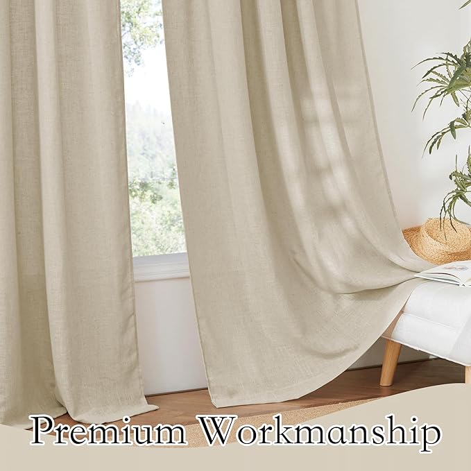 RYB HOME Linen Curtains 63 inch Length - Image 5