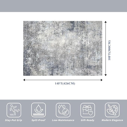 10x14 Area Rug for Living Room, Washable Modern Abstract Rug, - Image 2