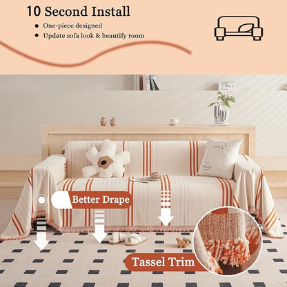 DREAMINGO Couch Cover Reversible Chenille Furniture Protector Sofa Covers - Image 4
