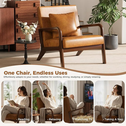 ELUCHANG Mid-Century Modern Chair, Upholstered Accent Chair Reading Arm Chair - Image 8
