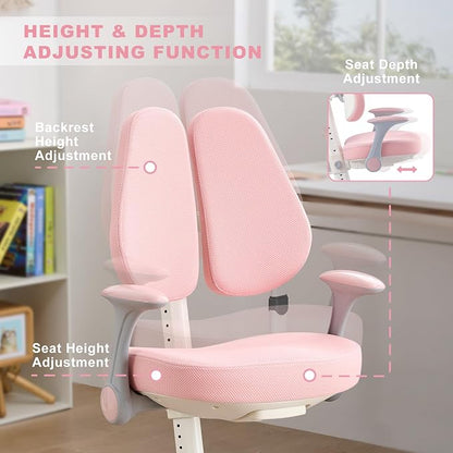 ERIYA Kids Desk Chair, Ergonomic Chair: Height-Adjustable, Double Back Support - Image 7