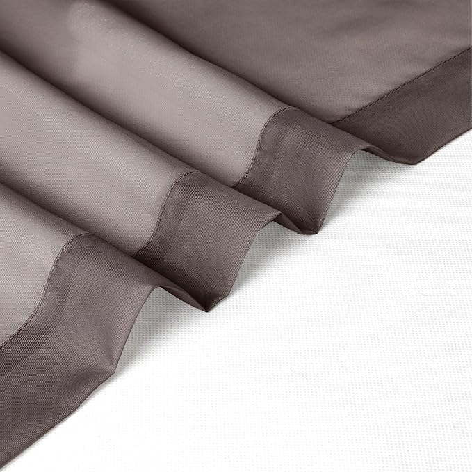 Chyhomenyc Chocolate Brown Sheer Curtains 30 inch Length 2 Panels, Light - Image 4