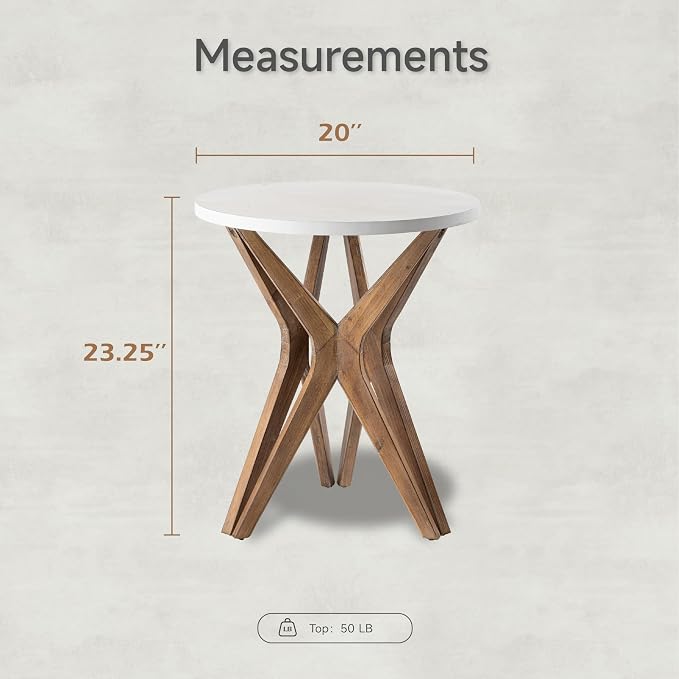 Pedestal Farmhouse End Table, Distressed Top - Image 2