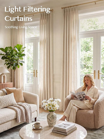Liz Pinch Pleated Linen Curtains 92 Inches Long - Image 2