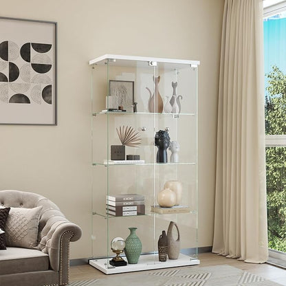 Display Cabinet with Glass Door and Lock, 4-Shelf Curio Cabinets with 5mm - Image 3