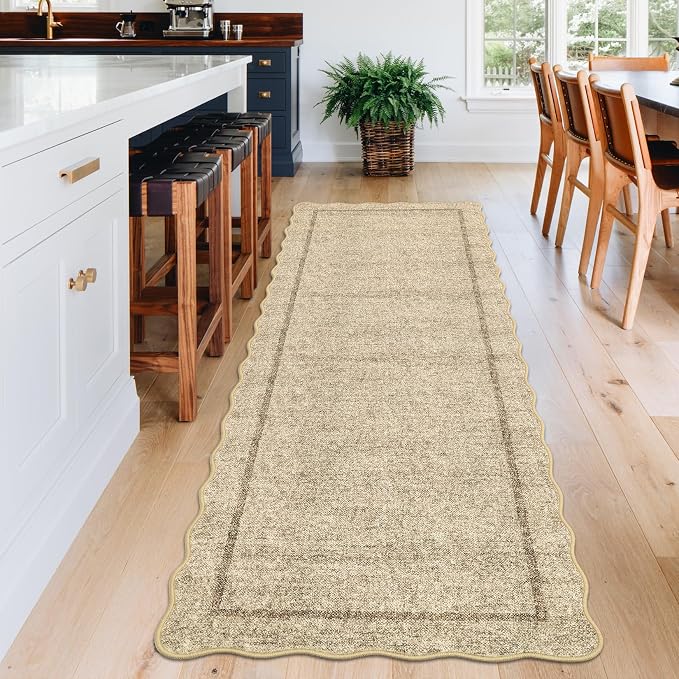 GarveeHome Scalloped Washable 2x6 ft Modern Kitchen Runner Rug Non Slip | - Image 2