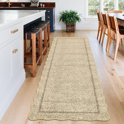 GarveeHome Scalloped Washable 2x6 ft Modern Kitchen Runner Rug Non Slip | - Image 2
