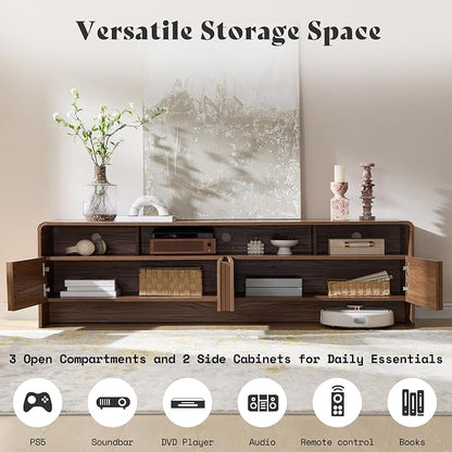 AMERLIFE 70" Fluted Wood TV Stand - Image 4