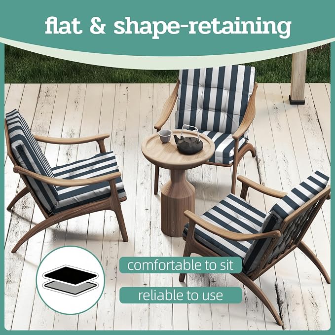 Outdoor Chair Cushions Set of 2, High Back Soft Seat Pad - Image 7
