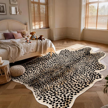 Leopard Print Rug, Cheetah Rugs 5.2x6.8ft Large Faux Cowhide Hide Skin Rug - Image 3