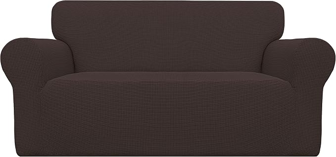 Easy-Going Stretch Loveseat Couch Covers Washable Chocolate | 1-Piece Loveseat by Easy-Going