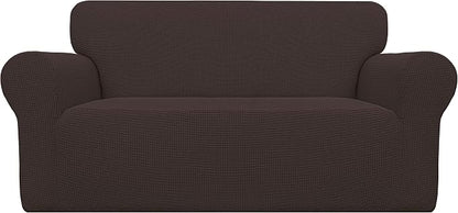 Easy-Going Stretch Oversized Loveseat Couch Covers Washable Chocolate | 1-Piece by Easy-Going