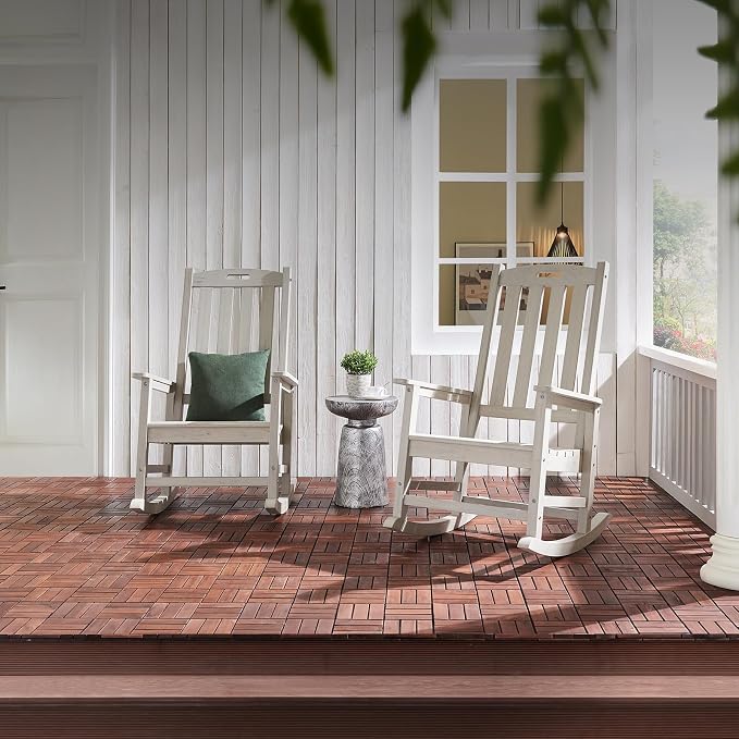 Psilvam Oversized Outdoor Rocking Chair Set of 2, Porch Rocker - Image 6