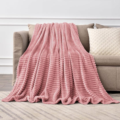 BEDELITE 3D Ribbed Jacquard Pink Full Size Blankes - Image 4