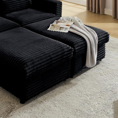 35.3" Corduroy Ottoman with Storage Oversized Ottoman - Image 7