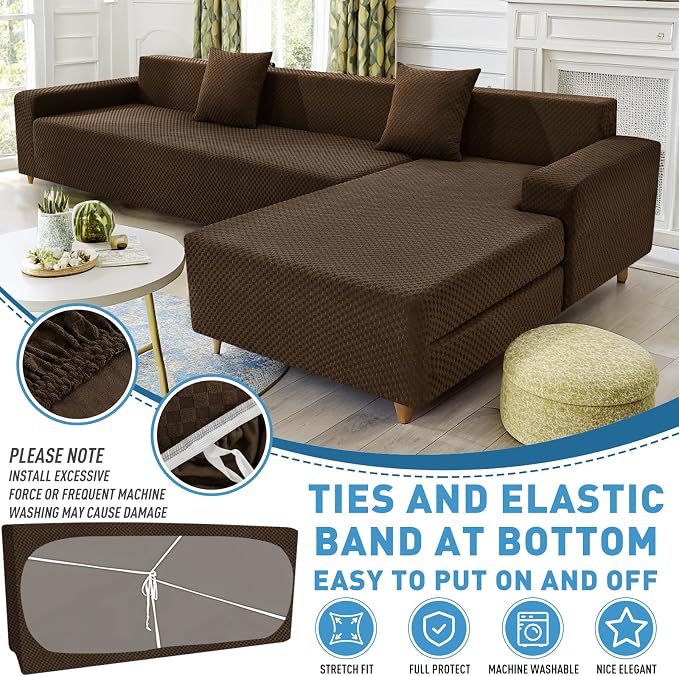 ZNSAYOTX Sectional Couch Covers, Stretch Jacquard Slipcovers - Image 4