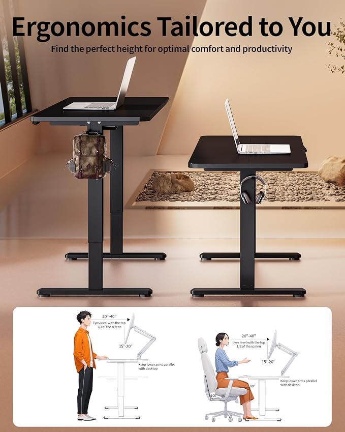 BIZUM Electric Standing Desk 60 x 24 Inch Computer Desk-Gaming Desk Black Home - Image 4