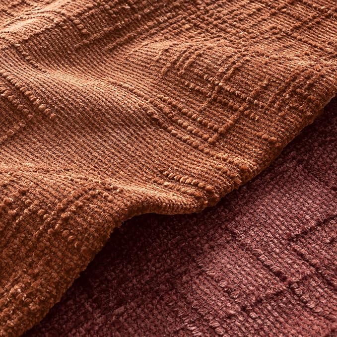 MIULEE Chenille Textured Fall Lumbar Pillow Covers Burnt Orange 12x20 | Set of 2 - Image 7