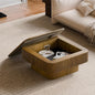 Square Coffee Table for Living Room, Fluted Drum Accent Tea Center Table by Unknown