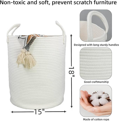 XUANGUO Cotton Rope Laundry Basket Hamper - Image 2