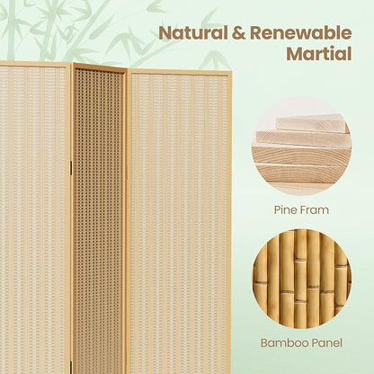 6 Panel Room Divider and Extra Wide Folding Privacy Screen, 94.5" W x 67" H - Image 3