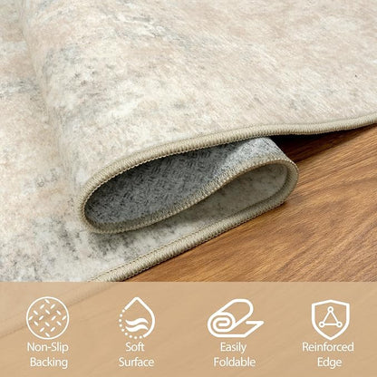Aelenmu 10x14 Area Rugs for Living Room Washable Dining Room Beige Grey | - Image 3