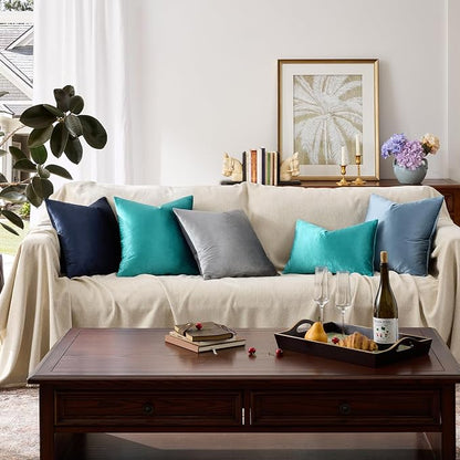 GIGIZAZA Teal Velvet Pillow Covers 16x16 Decorative Pillows Pack of 2 | Blue - Image 8