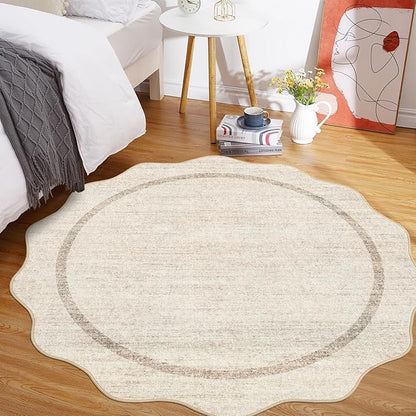 GarveeHome Scalloped Round Washable Rug Soft Modern Round Rugs 5 ft - Image 3