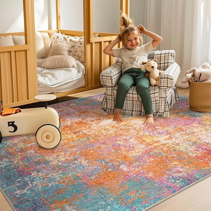 RELEANY Washable 9'x12' Abstract Area Rug - Image 4