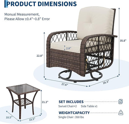 Garvee 3 Pieces Patio Furniture Set, Outdoor Swivel Glider Rocker Set - Image 2