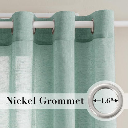 H.VERSAILTEX Linen Curtains Nickel Grommet Natural Linen Semi-Sheer Curtains 2 - Image 2