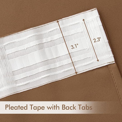 MIULEE Cappuccino Brown Back Tab Blackout Curtains 52x120 Inch 2 Panels Set | - Image 4