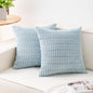 Pack of 2 Corduroy Decorative Throw Pillow Covers 20x20 Inch, Sky Blue | Fall by Unknown