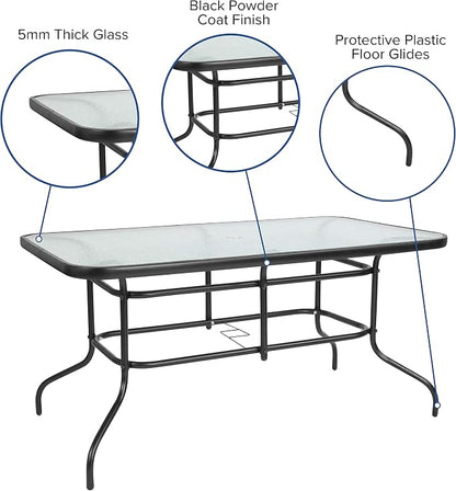 Flash Furniture Lila 7-Piece Glass Patio Table and Chairs Set, Outdoor Patio - Image 3