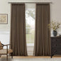 Brown Linen Pinch Pleated Black Out Memory Trained Curtains 102 Inches Long | by Twodrapes