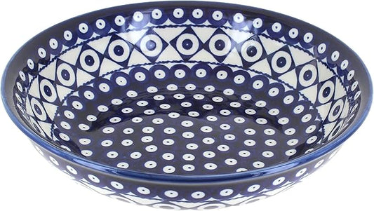 Blue Rose Polish Pottery - Blue Xandra Large Salad Bowl - 9.75" Diameter - Great Bowl for Salad, Pasta, or Serving Guests
