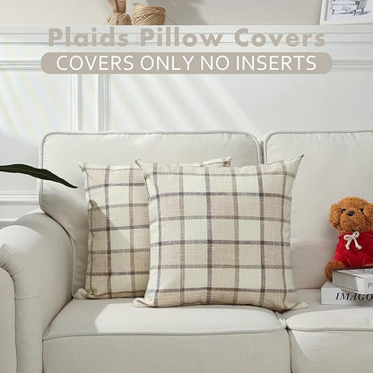 Stellhome Pack of 2 Faux Linen Buffalo Check Throw Pillow Covers, Farmhouse - Image 5