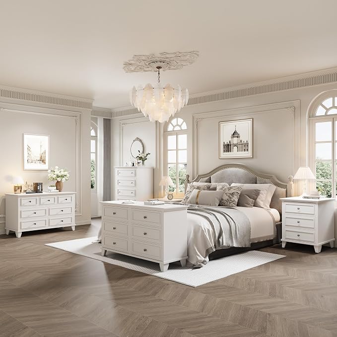 IDEALHOUSE 6 Drawer Dresser, Wooden Storage Chest of Drawers - Image 3