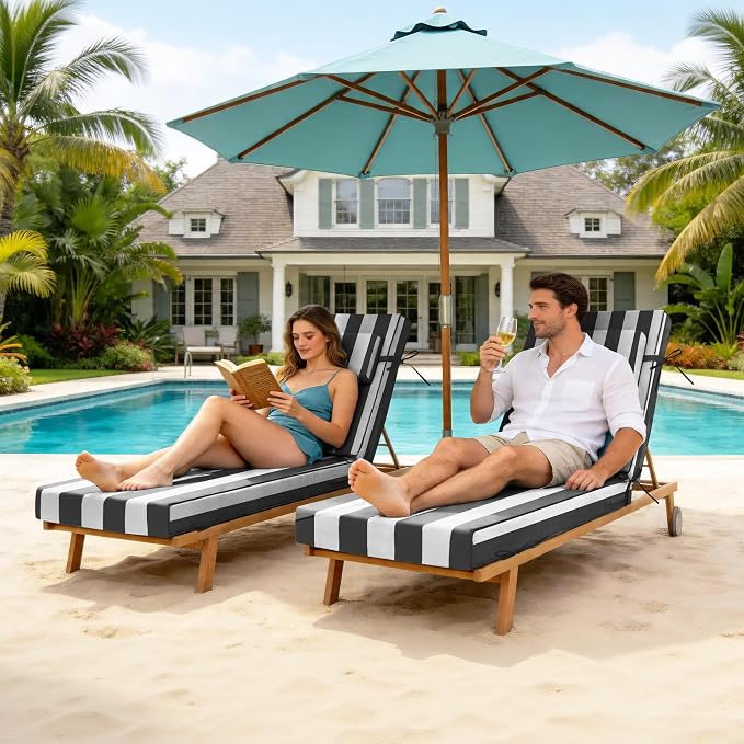 Chaise Lounge Cushions Outdoor 72x21x6 Inch, Fade Resistant 6'' Thicken Outdoor - Image 2