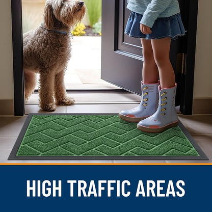 OLANLY Front Door Mat Outside 59x34, All-Season Absorbent Rubber Doormat | Green - Image 8