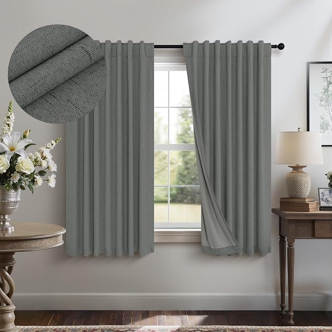 Dark Grey Thermal Curtains 54 Inch Length by Pitalk