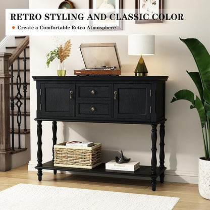 ARTPOWER Console Table with 2 Drawers, Retro Entryway Table with 2 Door - Image 6