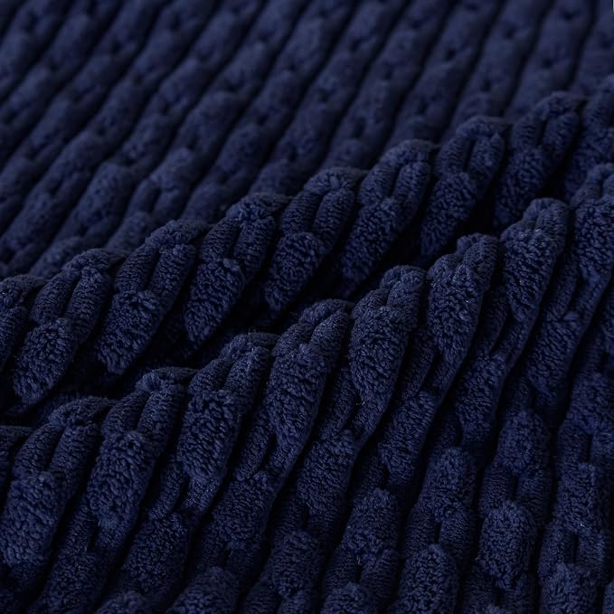 Set of 4 Navy Blue Decorative Throw Pillow Covers 20x20 Inch Corduroy Pillow - Image 4